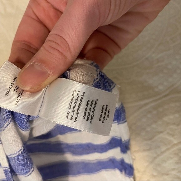 Rails Thea Top Linen Blend Large Striped Coastal Grandma Tie Front Beachy Blouse - Picture 9 of 9